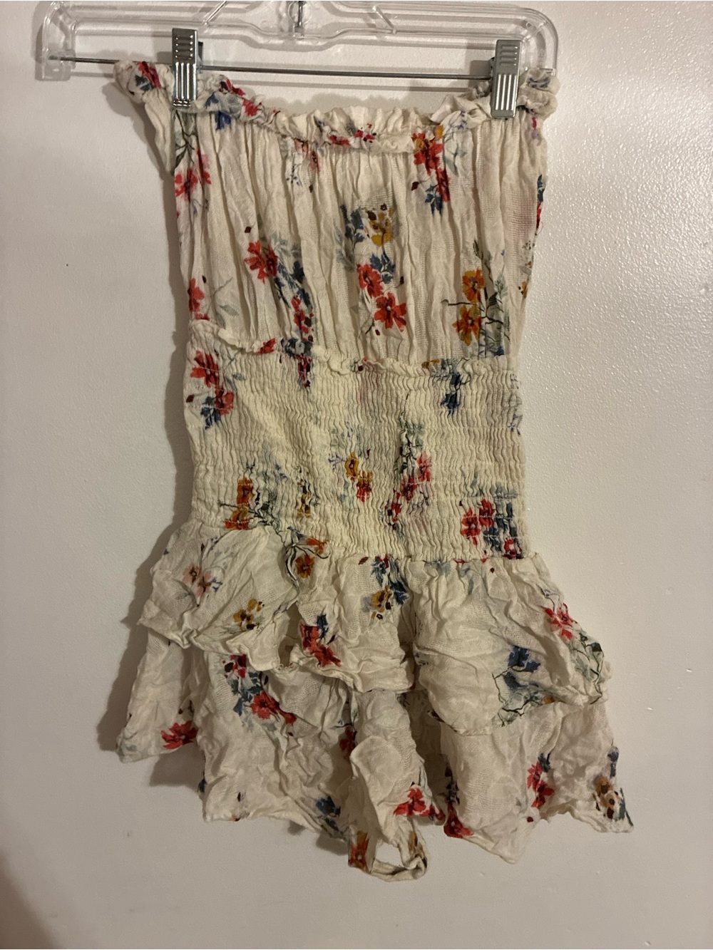 Blue Life for Planet Blue Floral Strapless Smocked Romper XS Boho Festival